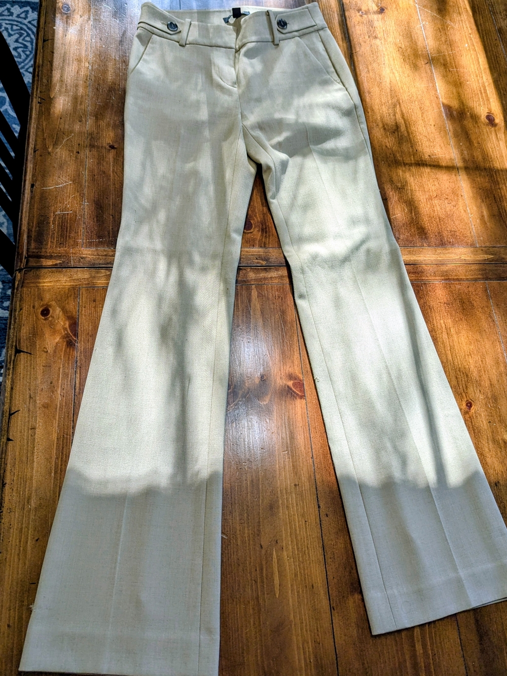 Ann Taylor Light Beige Wide-Leg Trousers